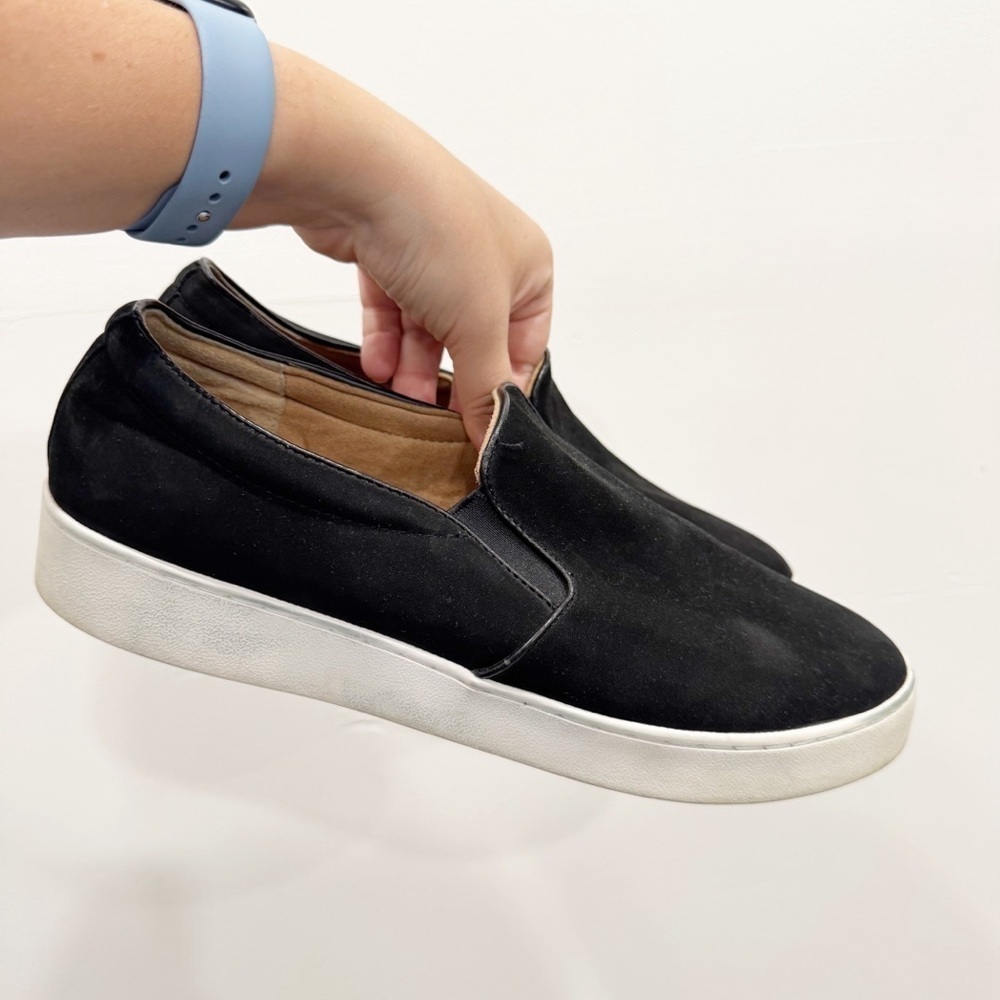 Vionic Black Suede Leather Midi Slip-On Shoe Sneaker Size 11